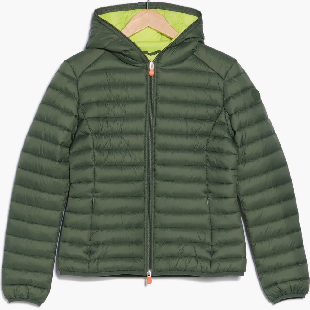 NWT save the duck Vicky jacket Green Puffer with Hood